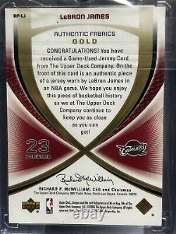 2005 SP Game Used LeBron James Cavaliers Cavs Authentic Fabrics Gold /100 Mint
