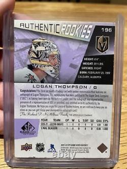 2021-22 SP Game Used Logan Thompson Authentic Rookie patch auto #29/49 Purple