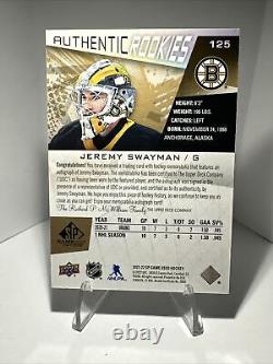 21-22 Sp Authentic Game Used. Authentic Rookie Jeremy Swayman Rpa #/135