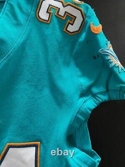 #34 Senorise Perry Miami Dolphins Game Used Nike Aqua Authentic Jersey