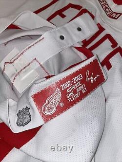 58g Authentic Manny Legace 2002 Playoffs Detroit Red Wings Game Used CCM Jersey