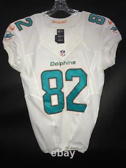 #82 Brian Hartline Miami Dolphins Game Used White Authentic Nike Jersey Yr-2013