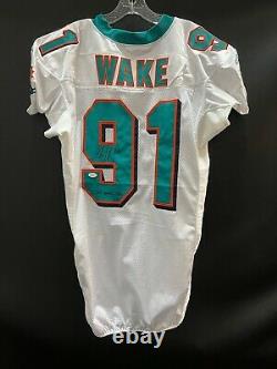 #91 Cam Wake Miami Dolphins Game Used White Autographed Authentic Jersey Yr-2011