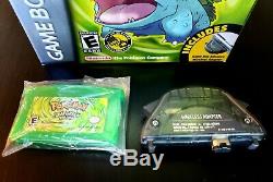 AUTHENTIC Pokemon Leaf Green Adapter Complete 6 Insert CIB Box NM MINT GBA SAVES