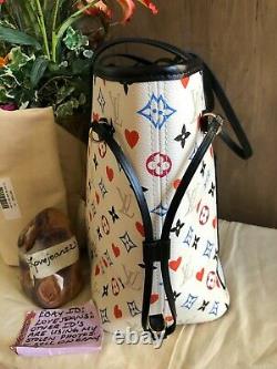 Authentic Louis Vuitton Game On Neverfull MM White Used once MINT condition
