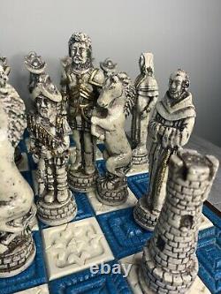 Authentic Mexican CHESS GAME SET Aztec Indians Spanish Conquistadors Carved