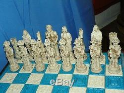 Authentic Mexican Chess Game Set- Aztec Indians Spanish Conquistadors Carved