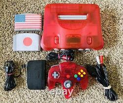 Authentic Watermelon Clear Red Nintendo 64 N64 Console OEM + GAMES REGION FREE