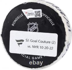 Game Used Logan Couture Sharks Unsigned Puck Fanatics Authentic COA
