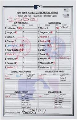 Game Used Yankees Lineup Card Fanatics Authentic COA