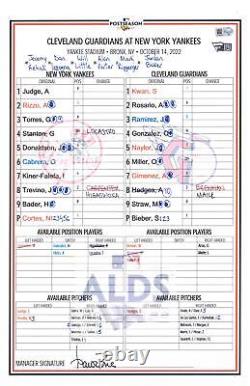 Game Used Yankees Lineup Card Fanatics Authentic COA Item#12412605