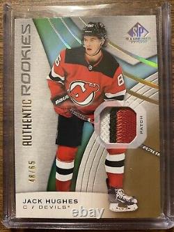 Jack Hughes 2019-20 SP Game Used Authentic Rookie Patch Card #48/65 NJ Devils