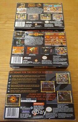 Mortal Kombat 1,2,3 SNES Super Nintendo Complete CIB Clean Tested Authentic Lot