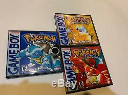 NINTENDO POKEMON COMPLETE RED BLUE YELLOW VERSIONS gameboy LOT SET AUTHENTIC