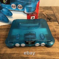 Nintendo 64 N64 Game Console & Controller Ice Blue Funtastic With Box Authentic