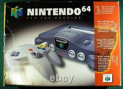 Nintendo N64 Console, Complete in Box CIB with Mario 64 Game, Authentic, Tested