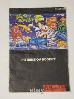 Pocky & and Rocky 2 Instruction Manual Booklet authentic SNES Rare Hard to Find