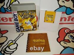 Pokemon Yellow Game Boy Complete in Box CIB 100% Authentic cart/ Cust. Box