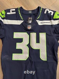 Seattle Seahawks NFL Authentic Game Worn Used Jersey Home #34 2020 Season