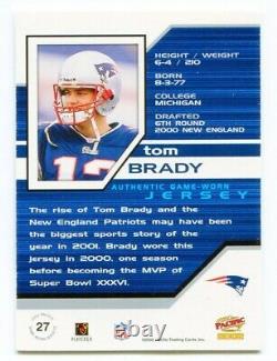 TOM BRADY 2002 Pacific Authentic Game Used Worn Jersey Relic Swatch Card #27 SP
