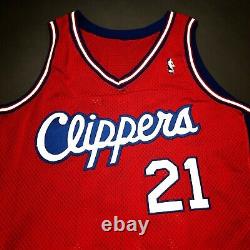 100% Authentique Malik Sealy Champion 94 95 Clippers Jeu Worn Used Jersey 44+4 L