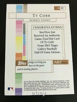 2003 Ty Cobb Auth Game Used Bat Topps Gallery Baseball Hof Edition Artifact Sp