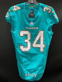 #34 Senorise Perry Miami Dolphins Jeu Utilisé Nike Aqua Authentic Jersey