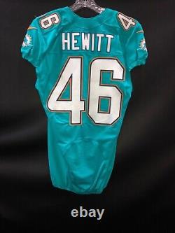 #46 Miami Dolphins Neville Hewitt Jeu Utilisé Aqua Authentique Nike Jersey Yr-2014