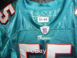 # 55 Miami Dolphins Junior Seau Jeu Utilisé Teal Authentique Jersey Taille-46 Année 2004