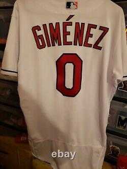Andres Gimenez Game Used/worn Tuteurs Indiens Jersey Mlb Authentifié