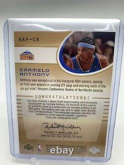 Carmelo Anthony Rookie Sp Jeu Utilisé Tissus Authentiques Auto. #/100