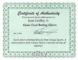 Ken Griffey Jr. Jeu Utilisé Nike Gants Frappeurs Et Signé Une Lettre D'authenticité