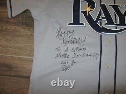 Maillot de jeu utilisé par JP Howell des Tampa Bay Devil Rays, authentique, de la marque Majestic, taille 46, cousu.