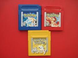 Nintendo Game Boy Jeux Pokemon Bleu Rouge Jaune Authentic & Sauvegarde