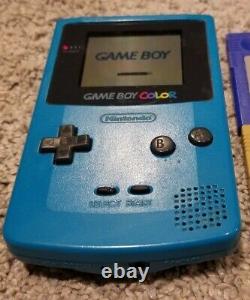 Nintendo Gameboy Couleur Blue Bundle Lot Avec Tous Les Jeux Authentiques Pokemon Testés