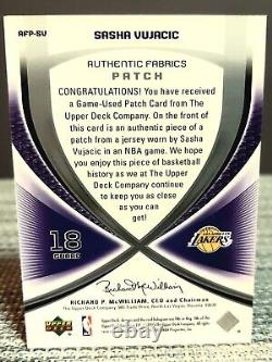 Sasha Vujacic Lakers Jeu Authentique Utilisé Patch Jersey Card Sp Upper Deck Company