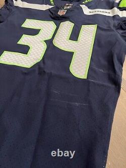 Seattle Seahawks NFL Authentic Game Worn Used Jersey Accueil #34 Saison 2020