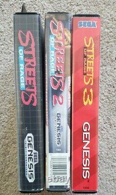 Sega Genesis Streets Of Rage 1 2 3 Trilogie Complet Cib Authentic Rare Vintage